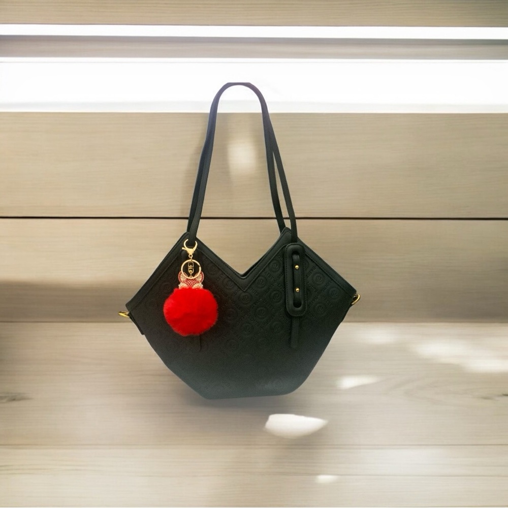 Louis Daisy-EUC-Black Valentine Pattern Tote Bag